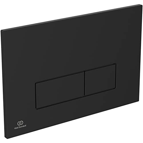 Ideal Standard Oleas Betätigungsplatte, 2-Mengen-Spültechnik durch mechanische Auslösung, leichte Bedienung und langlebiges Design (eckig) – Schwarz (234x8.5x154 mm)