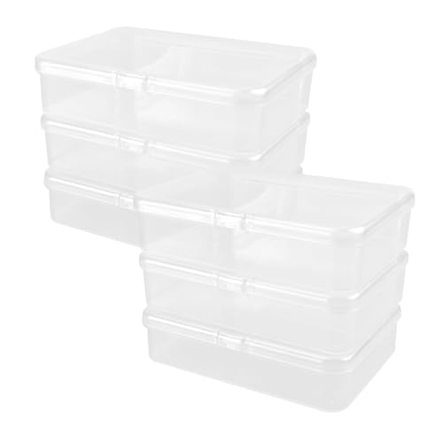 Nirvany 6 Pack Clear Plastic Storage Boxes with Lids, Mini 4x3x1 Inch Containers for Beads, Jewelry, Craft Supplies, Game Pieces, and Travel Organization