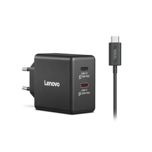 Dual USB-C 65W GaN Charger, alimentatore compatto da muro con doppia Type-C, cavo USB-C 1,5 m incluso - ideale per laptop, cellulare e tablet: un solo caricabatterie per più dispositivi