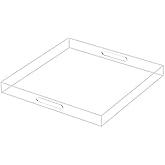 BEYLANG Clear Sturdy Acrylic Serving Tray with Handles-24x24Inch-Serving Coffee,Appetizer,Breakfast,Butler-Kitchen Countertop Tray-Makeup Drawer Organizer-Vanity Table,Ottoman Tray-Decorative Tray