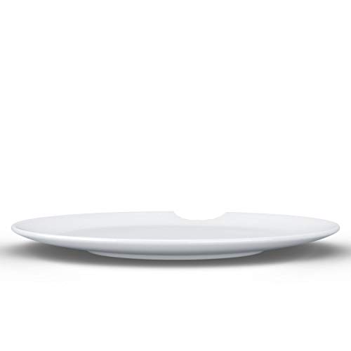 TASSEN Porcelain Dining Plates With Bite Mark, 11 Inch, White (Set of 2 Plates)