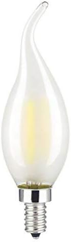 LANSONTECH 6W LED Filament Candle Bulb, Dimmable, Daylight (Neutral White) 4000K,60W Incandescent Replacement, 600 Lumens, E12 Candelabra Base,Frosted Glass Cover,C35 Flame Shape Bent Tip