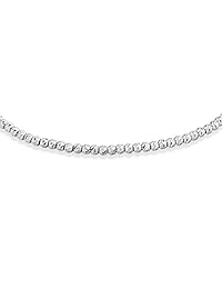 MiaBella - Pulsera de cuentas de plata de ley 925 con corte de diamante ajustable de 0.098 in para mujer, hecha a mano con cuentas italianas, color blanco o amarillo