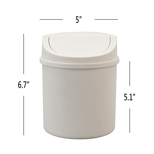 Dehouse 0.5 Gallon Mini Plastic Trash Bin, Tiny Swing Lid Trash Can