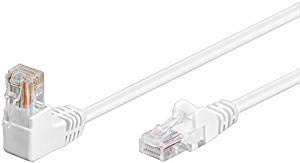 electrosmart® RJ45 CAT 5e Ethernet Cable Straight to 90 Degree Right Angled Connector – Colour: White (2m)