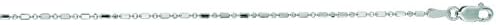 14K White Gold 1.2mm Diamond Cut Alternate Round + Long Rectangular Shaped Bead Chain with Lobster Clasp