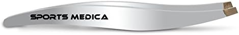 Silver Ergonomic Sports Medica Tweezers - Professional and Premium Quality Stainless Steel Tweezers with Surgical Precision - Best Way to Pluck Eyebrow and Ingrown Hairs - Lifetime Guarantee …