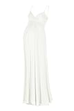 Beachcoco Women's Maternity Sweetheart Party Maxi Dress (S, Off White)