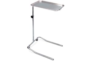 Mayo-Type Instrument Table, Stainless Steel, 31.8 cm W x 48.3 cm D, Height-Adjustable 78.7-127 cm, 4.5 kg, Medical Grade, Ope