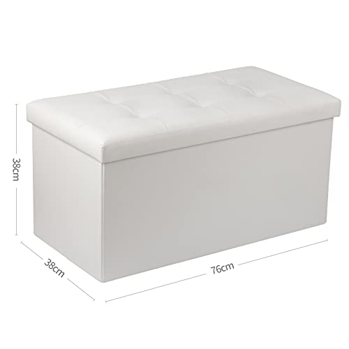 Camabel Pouf Contenitore Ottomane Puff Poggiapiedi Sgabello Pieghevole Portata Cassapanca Contenitore Carico Fino a 150 kg Beige110L in Ecopelle