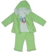 Baby Girl Mint Green Lucky Horseshoe Terry Cotton Knit Crew Neck Short Sleeve T-Shirt Hooded Sweatshirt &amp; Sweatpant 3PC Set Infant 12M