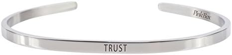 Pink Box 3mm Solid Stainless Steel Cuff Bracelet - Trust