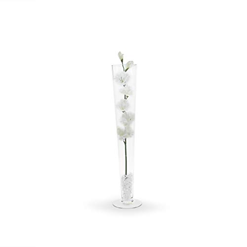WGV Trumpet Glass Vase, Open 4", Height 24", Clear Pilsner Vase, Candle Holder, Floral Container, Bulk, 6 Pieces