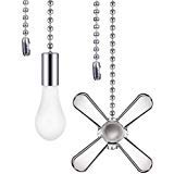Tatuo 8 Pcs Gold Ceiling Fan Pull Chain Set Including 8 Pcs Beaded Ball Fan Pull Chain Pendant, Extra 16 Pcs Beaded and Pull Loop Connectors, 4 Pcs 27.56 inches Fan Pull Chain Extension