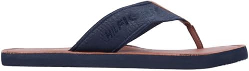 Hilfiger Sandales de plage en cuir FM0FM05808 pour homme, bleu (ciel du désert), pointure 42