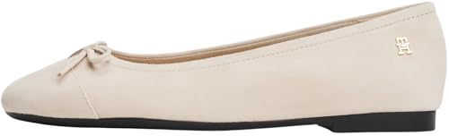 Tommy Hilfiger Ballerines Femme Toe Cap en Daim, Beige (Classic Beige), 36