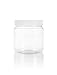 Juce Jugz 43 oz. Large Round Clear Plastic Jars with White Ribbed Lids (6/Pack)