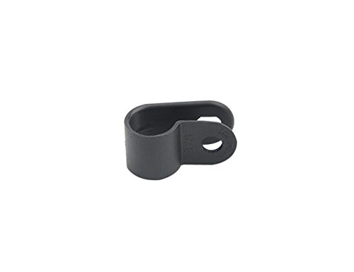 TOVOT 100 PCS Black Nylon Screw Wire Clips R-type Clip Cable Clamp Fasteners Tubing Clips 3/8 Inch (9 mm) for Wire Management