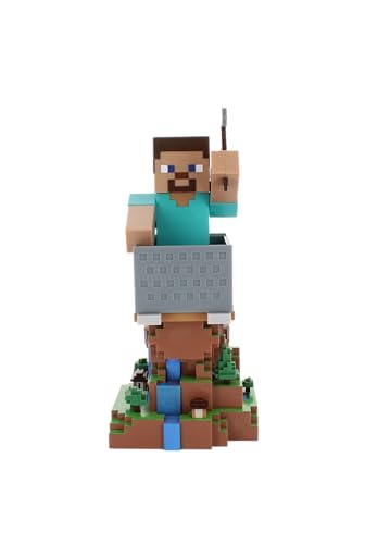 Minecraft Steve Soporte Mando y Movil - Figuras Soporte para movil y Mando, Compatible con Xbox, PlayStation y la mayoría de mandos estándar, Accesorios Escritorio para Setup Gaming