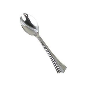 Eco Products Reflections Heavyweight Plastic Utensils, Spoon, Silver, 6 1/4