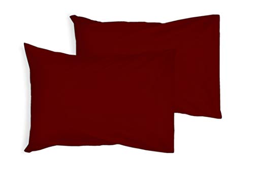 ZIMEL HOMES-Pair Of Housewife Pillow Cases, Oxford Pillow Cases 200 Thread Count Easy Care Non Iron Percale Polycotton-15 Colours (Burgundy, Pair of Housewife Pillow Cases)