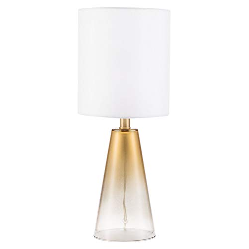 COZ Contemporary Clear Glass Table Lamp, Gold Table Lamp with White