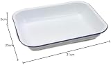 Genware 61031 Enamel Bake Pan 29cm x 19cm White Blue view 2