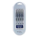 TUL(R) RB1 Rollerball Pens, FinePoint, 0.5mm, Silver Barrel, Blue Ink, Pack Of 4
