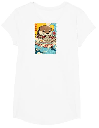 Kawaii Otter Eating Ramen Nudeln Japanische Kunst Manga Anime T-Shirt
