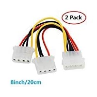 EatingBiting（R）2pcs 4 Pin ATX Molex Power Supply Extension Cable Male to Female Port Power Cable IDE power splitter Y cable 1 male into 2 female power connector 8inch/20cm