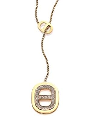 MKJ4455 710 Gold Maritime Lariat Pave Pendant Necklace