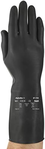 Ansell AlphaTec 87-118 Chemical Resistant Latex Gloves Size S Black Heavy Duty view 2
