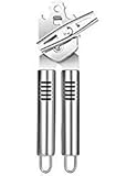 Kebley Stainless Steel Can Opener Manual Food-safe Good Gripswith Built-in Bottle Opener, T01, Silver