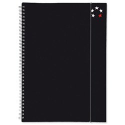5 Star Notebook Wirebound Polypropylene Elasticated 80gsm A4 Black [Pack of 6]