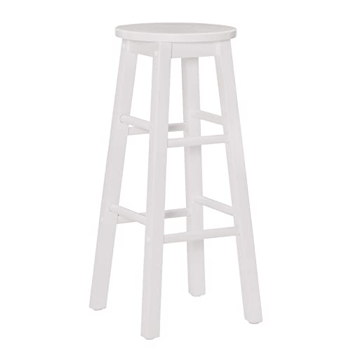 Zeke White 29" Barstool with Round Seat by Linon