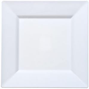 Square Plastic Plates, 9.5"-White-12 pack