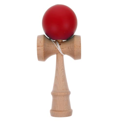 Excefore Wooden Prime Kendama - Cup and Ball Catch Toy for Enhanced Cognitive Skills, Balance, Reflexes, Creativity, and Hand-Eye Coordination - for Beginners (Red)