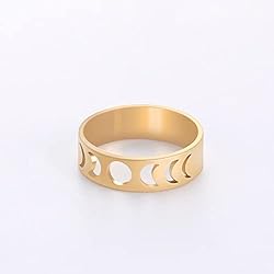 Amaxer Minimalist Phase of the Moon Rings Women