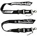2pcs Black AMG & Mercedes-Benz Auto Lanyard Car Keychain Accessories Webbing Strap Quick Release Buckle