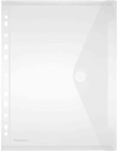Foldersys Plastic Wallet A4 PP Matte with Hole-Punched Edge Colourless Transparent Velcro Fastening