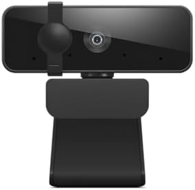 Lenovo Essential Full HD 1080P Webcam, Dual Microphone, No Driver 1.8m USB 2.0, Wide-Angle, Tilt-Control, 360-Degree Rotation, Black