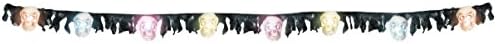String of Color-Changing Lighted Skulls and Fabric Hanging Halloween Decoration