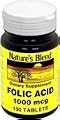 Folic Acid 1000 mcg 1,000 mcg 100 Tabs by Natures Blend