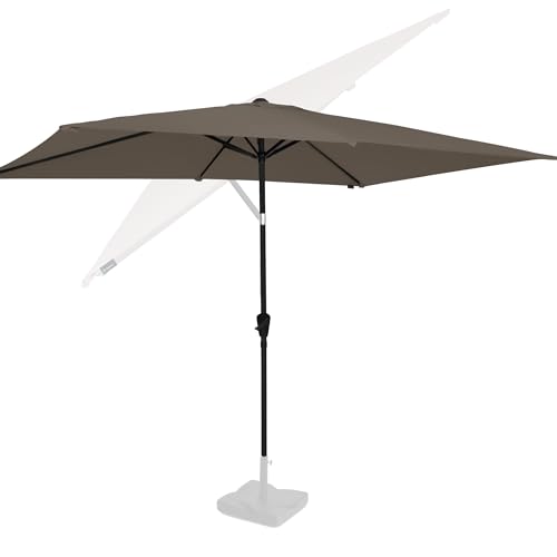 VONROC Sonnenschirm rechteckig 200x300 - Rechteckiger Sonnenschirm für Terasse, Garten, Balkon, Gastro - Knickbar, Kurbel, Wetterfest - Rapallo (Taupe