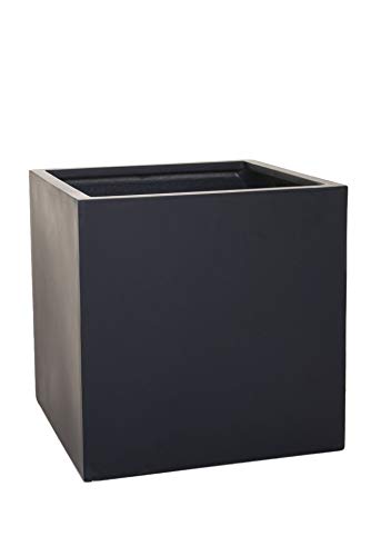 VIVANNO Pflanzkübel Fiberglas Block Frostsicher - 45x45x45 cm - Anthrazit Matt - Blumenkübel Quadratisch für Draußen und Drinnen