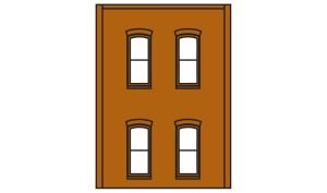 HO DPM 2 Story/4 Rectangle Windows (4)