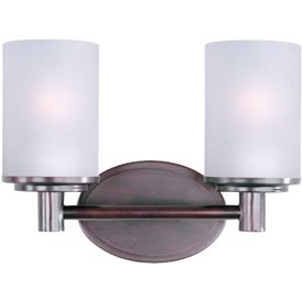 Maxim Lighting 9052SWOI Cylinder 2-Light Bath Vanity, Oil Rubbed Bronze Finish with Satin White Glass
