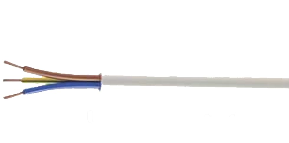 10 METERS 3 CORE WHITE FLEX 0.75MM² 3183Y FLEXIBLE CABLE SUITABLE FOR LIGHTING AND EXTENSION LEADS