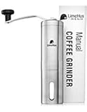 LimeHus Manual Coffee Grinder - Adjustable, Quiet Mechanism with Conical Ceramic Burr Mill - Precision Grinding, Powder to Coarse Grounds - Use with Any Coffee Maker - Modern, Brushed Stainless Steel