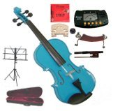 Merano 15" Blue Viola with Case and Bow+Extra Set of Strings, Extra Bridge, Shoulder Rest, Rosin, Metro Tuner, Black Music Stand, Mute
